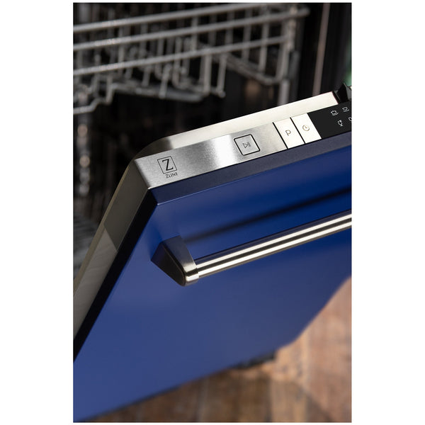 ZLINE 24 in. Top Control Dishwasher with Blue Matte Panel and Traditional Style Handle, 52dBa (DW-BM-24)-Dishwashers-DW-BM-24 ZLINE Kitchen and Bath