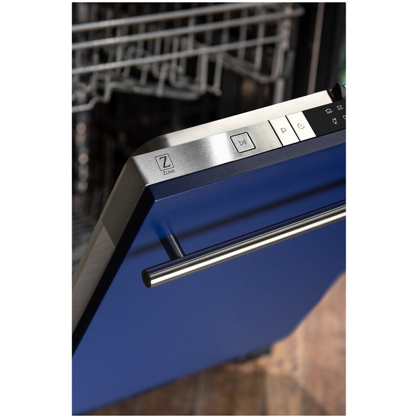 ZLINE 24 in. Top Control Dishwasher with Blue Matte Panel and Modern Style Handle, 52dBa (DW-BM-H-24)-Dishwashers-DW-BM-H-24 ZLINE Kitchen and Bath