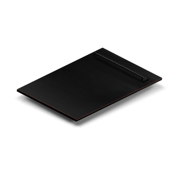 ZLINE 24" Tallac Series 3rd Rack Dishwasher with Oil-Rubbed Bronze Panel and Traditional Handle, 51dBa (DWV-ORB-24) panel isometric on white background.
