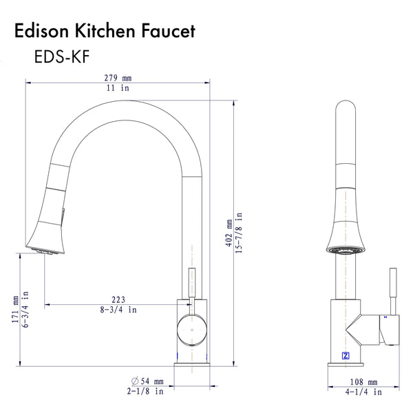 ZLINE Edison Kitchen Faucet in Brushed Nickel (EDS-KF-BN)