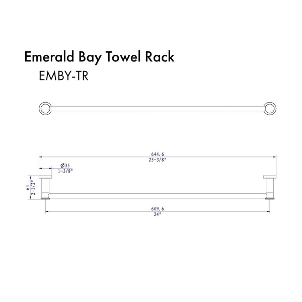 ZLINE Emerald Bay Towel Rail in Polished Gold (EMBY-TR-PG)