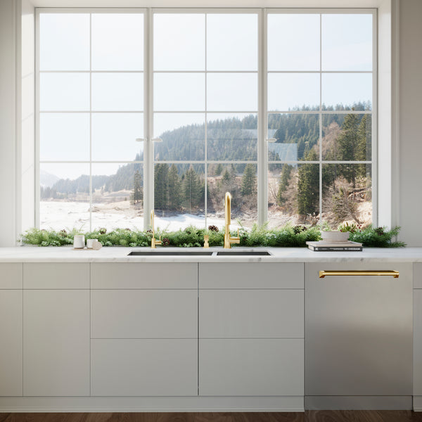 ZLINE Autograph Edition 24 in. 3rd Rack Top Touch Control Tall Tub Dishwasher in Stainless Steel with Polished Gold Handle, 45dBa (DWMTZ-304-24-G)
