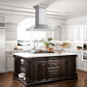 48" ZLINE CrownSound™Ducted Vent Island Mount Range Hood in Stainless Steel with Built-in Bluetooth Speakers (KL3iCRN-BT-48)