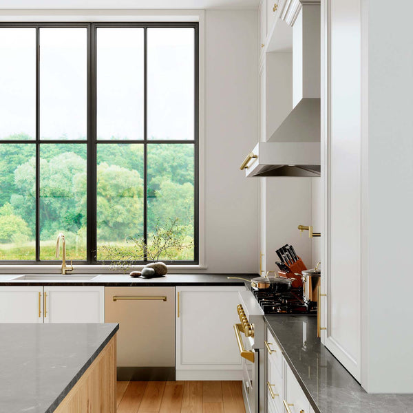 ZLINE Autograph Edition Tall Tub Dishwasher in a Country Style Kitchen.