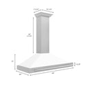 ZLINE 48 in. Convertible Satin Stainless Steel Wall Mount Range Hood with White Matte Shell and Stainless Steel Handle (KB4SNX-WM-48)