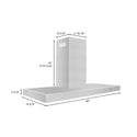 ZLINE Convertible Vent Wall Mount Range Hood in Stainless Steel (KE) dimensional diagram with measurements.