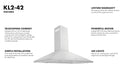ZLINE Convertible Vent Wall Mount Range Hood in Stainless Steel (KL2) 42-inch details.