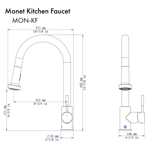 ZLINE Monet Kitchen Faucet in Polished Gold (MON-KF-PG)