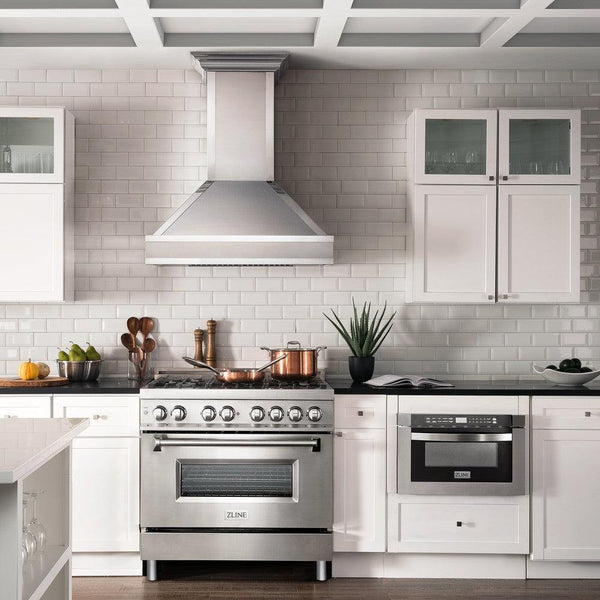 ZLINE 36 in. Dual Fuel Range with Gas Stove and Electric Oven in Stainless Steel with Brass Burners (RA-BR-36)-Ranges-RA-BR-36 ZLINE Kitchen and Bath