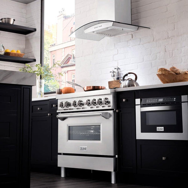 ZLINE 36 in. Dual Fuel Range with Gas Stove and Electric Oven in Stainless Steel with Brass Burners (RA-BR-36)-Ranges-RA-BR-36 ZLINE Kitchen and Bath