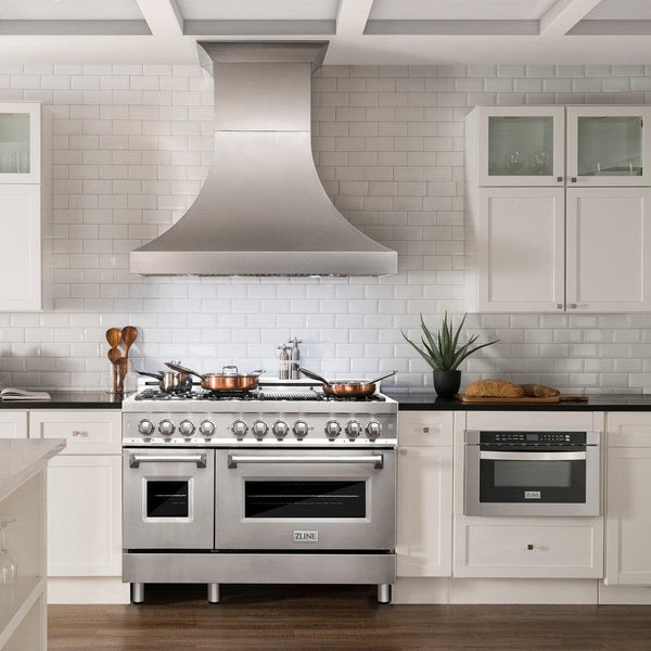 ZLINE 48 in. Professional Dual Fuel Range in Stainless Steel with Brass Burners (RA-BR-48)-Ranges-RA-BR-48 ZLINE Kitchen and Bath