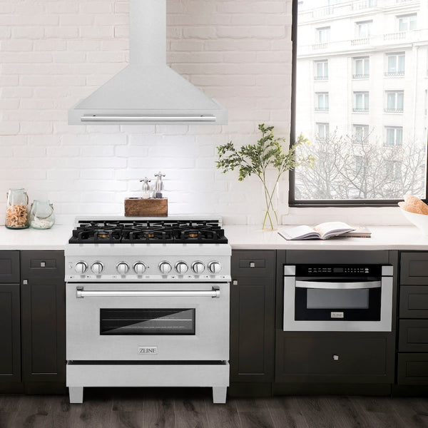 ZLINE 36 in. Convertible Fingerprint Resistant Satin Stainless Steel Range Hood with Stainless Steel Handle (KB4SNX-36)