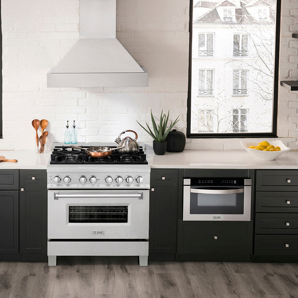 ZLINE 36 in. 4.6 cu. ft. Legacy Dual Fuel Range with 6 Burner Gas Cooktop and Electric Convection Oven in Satin Stainless Steel (RAS-SN-36)
