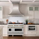 ZLINE Autograph Edition 48 in. 6.0 cu. ft. Dual Fuel Range with Gas Stove and Electric Oven in DuraSnow® Stainless Steel with Champagne Bronze Accents (RASZ-SN-48-CB)-Ranges-RASZ-SN-48-CB ZLINE Kitchen and Bath