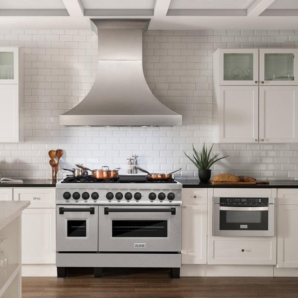 ZLINE Autograph Edition 48 in. 6.0 cu. ft. Dual Fuel Range with Gas Stove and Electric Oven in DuraSnow® Stainless Steel with Matte Black Accents (RASZ-SN-48-MB)-Ranges-RASZ-SN-48-MB ZLINE Kitchen and Bath