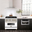 ZLINE Range, Microwave, and Range Hood in a modern apartment kitchen.