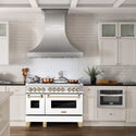 ZLINE Autograph Edition 48 in. 6.0 cu. ft. Dual Fuel Range with Gas Stove and Electric Oven in DuraSnow® Stainless Steel with White Matte Doors and Polished Gold Accents (RASZ-WM-48-G)-Ranges-RASZ-WM-48-G ZLINE Kitchen and Bath