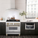 ZLINE Autograph Edition 36 in. 4.6 cu. ft. Legacy Dual Fuel Range with 6 Burner Gas Cooktop and Electric Convection Oven in Stainless Steel and Polished Gold Accents (RAZ-36-G)