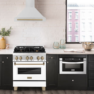 ZLINE 30 in. Autograph Edition Convertible Stainless Steel Range Hood with Stainless Steel Shell and Champagne Bronze Accents (KB4STZ-30-CB)