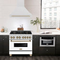 ZLINE Autograph Edition 36" Fingerprint Resistant Stainless Steel Range Hood with Champagne Bronze Handle (8654SNZ-36-CB)