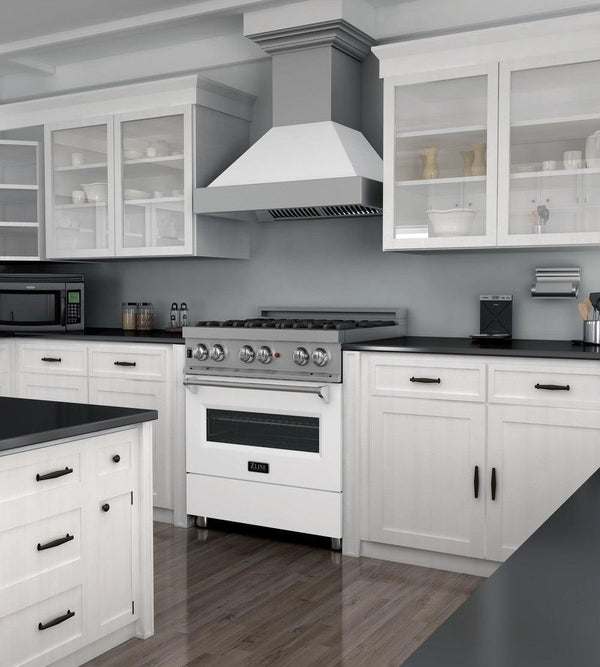 ZLINE 30 in. 4.0 cu. ft. Dual Fuel Range with Gas Stove and Electric Oven in All Fingerprint Resistant Stainless Steel with White Matte Door (RAS-WM-30)-Ranges-RAS-WM-30 ZLINE Kitchen and Bath