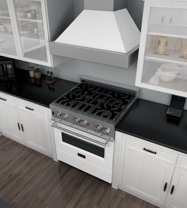 ZLINE 30 in. 4.0 cu. ft. Dual Fuel Range with Gas Stove and Electric Oven in All Fingerprint Resistant Stainless Steel with White Matte Door (RAS-WM-30)-Ranges-RAS-WM-30 ZLINE Kitchen and Bath