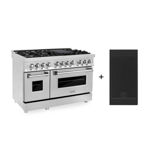 ZLINE 48 in. 6.0 cu. ft. Legacy Dual Fuel Range with 7 Burner Gas Cooktop and 2 Electric Ovens in Stainless Steel in Griddle (RA-GR-48)