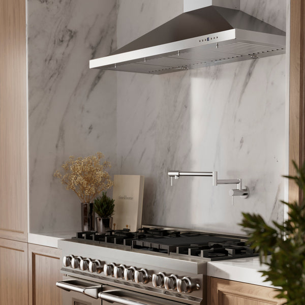 ZLINE 42" Convertible Vent Wall Mount Range Hood in Stainless Steel with Crown Molding (KBCRN-42)