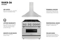 ZLINE 36 in. Kitchen Package with Stainless Steel Dual Fuel Range and Convertible Vent Range Hood (2KP-RARH36)