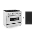 ZLINE 36 in. 4.6 cu. ft. Legacy Dual Fuel Range with Gas Cooktop and Electric Convection Oven in DuraSnow® Stainless Steel with 6 Brass Burners and Griddle (RAS-SN-BR-GR-36)