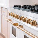 ZLINE Autograph Edition 48 in. 6.0 cu. ft. Legacy Dual Fuel Range with 7 Burner Gas Cooktop and 2 Electric Ovens in Stainless Steel with White Matte Doors and Polished Gold Accents (RAZ-WM-48-G)