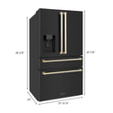 ZLINE Autograph Edition 36" French door refrigerator with water/ice dispenser dimensional measurements.