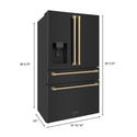 ZLINE Autograph Edition 36" French door refrigerator with water/ice dispenser dimensional measurements.