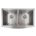 ZLINE 36 in. Niseko Farmhouse Apron Mount Double Bowl Stainless Steel Kitchen Sink with Bottom Grid (SA50D-36)