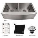 ZLINE 36 in. Niseko Farmhouse Apron Mount Double Bowl Stainless Steel Kitchen Sink with Bottom Grid (SA50D-36)