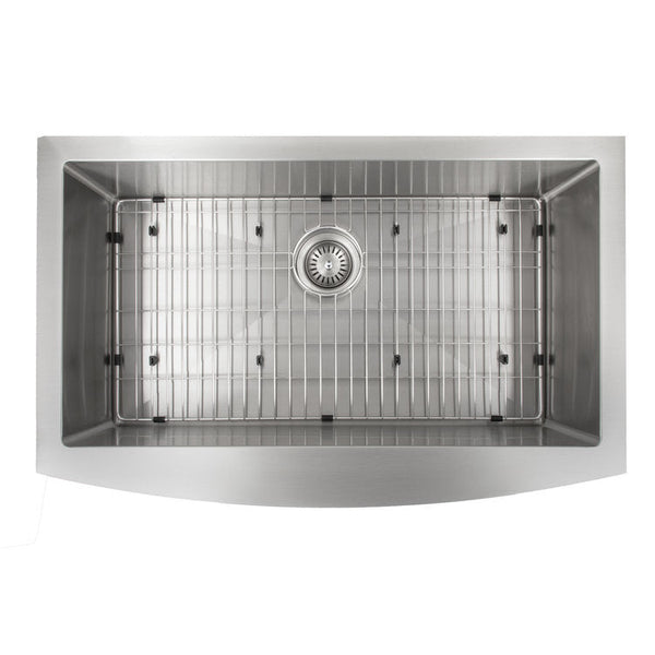 ZLINE 33 in. Vail Farmhouse Apron Mount Single Bowl Stainless Steel Kitchen Sink with Bottom Grid (SAS-33)
