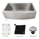 ZLINE 33 in. Vail Farmhouse Apron Mount Single Bowl Stainless Steel Kitchen Sink with Bottom Grid (SAS-33)