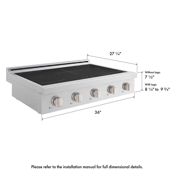 ZLINE 36 in. Paramount Induction Rangetop with 5 Element Cooktop in Satin Stainless Steel (SINRTS-36)