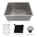 ZLINE 23 in. Meribel Undermount Single Bowl Stainless Steel Kitchen Sink with Bottom Grid (SRS-23)