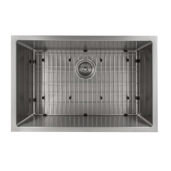 ZLINE 30 in. Meribel Undermount Single Bowl Stainless Steel Kitchen Sink with Bottom Grid (SRS-30)
