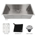 ZLINE 36 in. Meribel Undermount Single Bowl Stainless Steel Kitchen Sink with Bottom Grid (SRS-36)