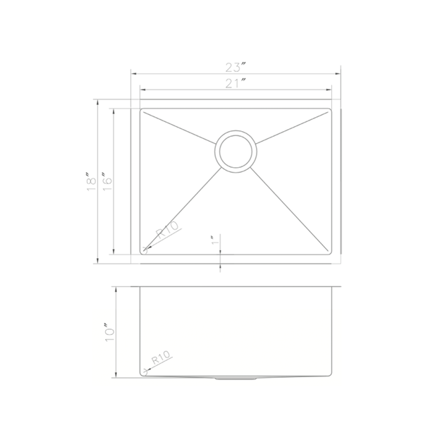 ZLINE 23 in. Meribel Undermount Single Bowl Stainless Steel Kitchen Sink with Bottom Grid (SRS-23)