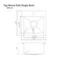 ZLINE 15 in. Donner Topmount Single Bowl Bar Kitchen Sink in Stainless Steel (STS-15)