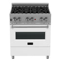 ZLINE 30 in. 4.0 cu. ft. Dual Fuel Range with Gas Stove and Electric Oven in All Fingerprint Resistant Stainless Steel with White Matte Door (RAS-WM-30) front, oven closed.