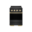 ZLINE Autograph Edition 24 in. 3.2 cu. ft. Marino Induction Range with 3 Element Cooktop and Electric Convection Oven in Black Stainless Steel with Polished Gold Accents (MINRBZ-24-G)