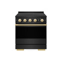 ZLINE Autograph Edition 30 in. 4.2 cu. ft. Marino Induction Range with 4 Element Cooktop and Electric Convection Oven in Black Stainless Steel with Polished Gold Accents (MINRBZ-30-G)