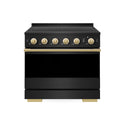 ZLINE Autograph Edition 36 in. 5.2 cu. ft. Marino Induction Range with 5 Element Cooktop and Electric Convection Oven in Black Stainless Steel with Polished Gold Accents (MINRBZ-36-G)