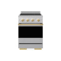 ZLINE Autograph Edition 24 in. 3.2 cu. ft. Marino Induction Range with 3 Element Cooktop and Electric Convection Oven in Satin Stainless Steel with Polished Gold Accents (MINRSZ-24-G)
