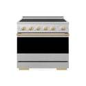 ZLINE Autograph Edition 36 in. 5.2 cu. ft. Marino Induction Range with 5 Element Cooktop and Electric Convection Oven in Satin Stainless Steel with Polished Gold Accents (MINRSZ-36-G)