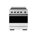 ZLINE Autograph Edition 30 in. 4.2 cu. ft. Marino Induction Range with 4 Element Cooktop and Electric Convection Oven in Satin Stainless Steel with White Matte Door and Matte Black Accents (MINRSZ-WM-30-MB)
